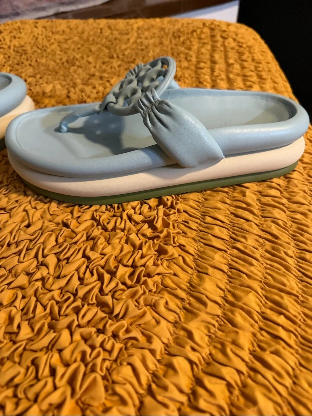 Tory Burch Light Blue Logo Thong Sandals
